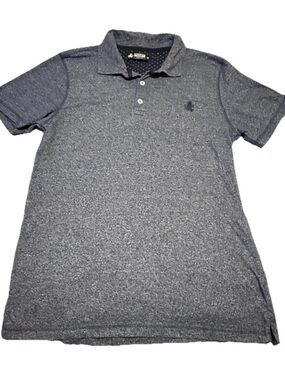 Rugby University Men’s Polo Shirt Medium Button Blue Heather Short Sleeve Casual